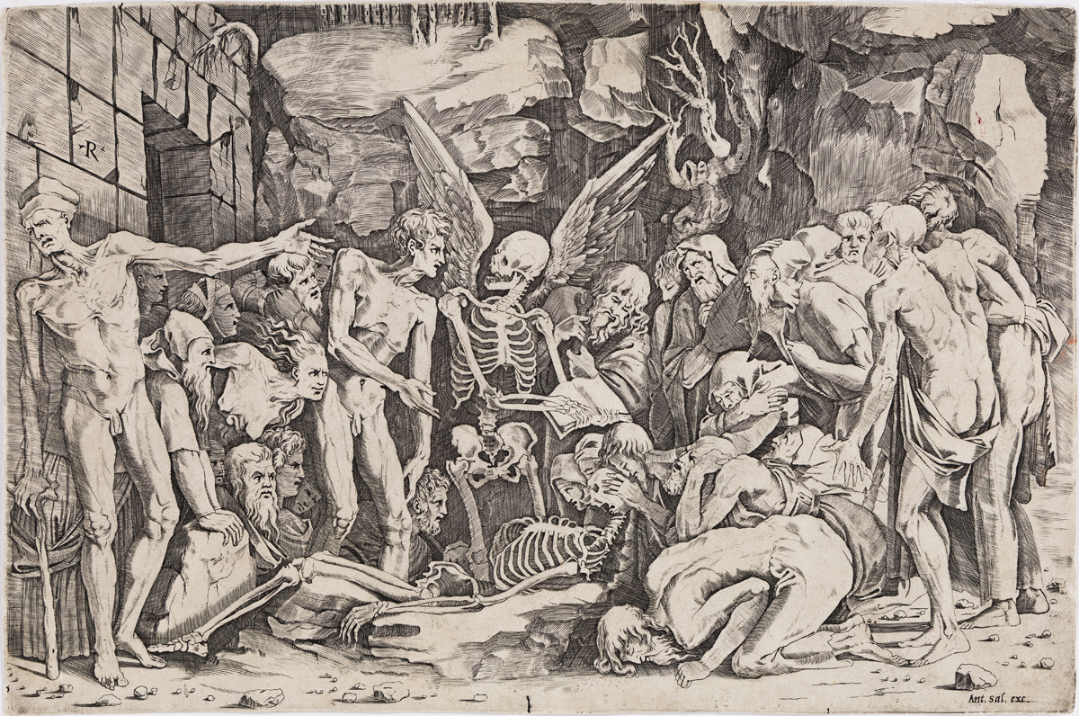 MARCO DENTE (after Rosso Fiorentino) Allegory of Death and Fame: The Skeletons
